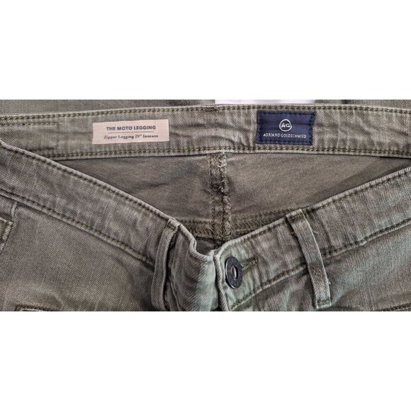 EUC AG Adriano Goldschmied The Moto Legging in Olive Green/Size 28 - Picture 4 of 7